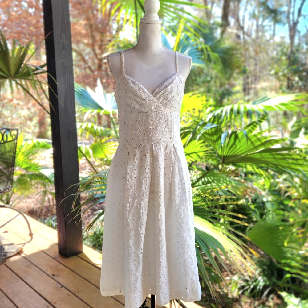 Lilly Pulitzer White Strapless Eyelet Midi Dress